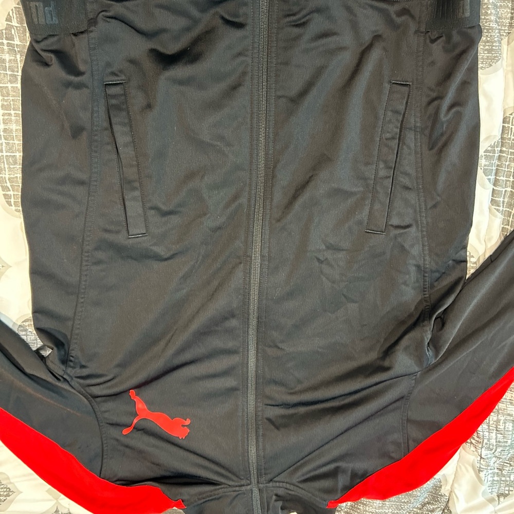Puma Black and Red Windbreaker Athletic Jacket